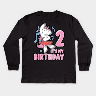 It's my Second Birthday Unicorn Ballerina Kids Long Sleeve T-Shirt